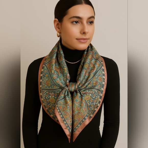 Rare Oscar de la Renta Scarf  Iridescent Metallic Gold & Silver Made In Italy - Picture 1 of 9